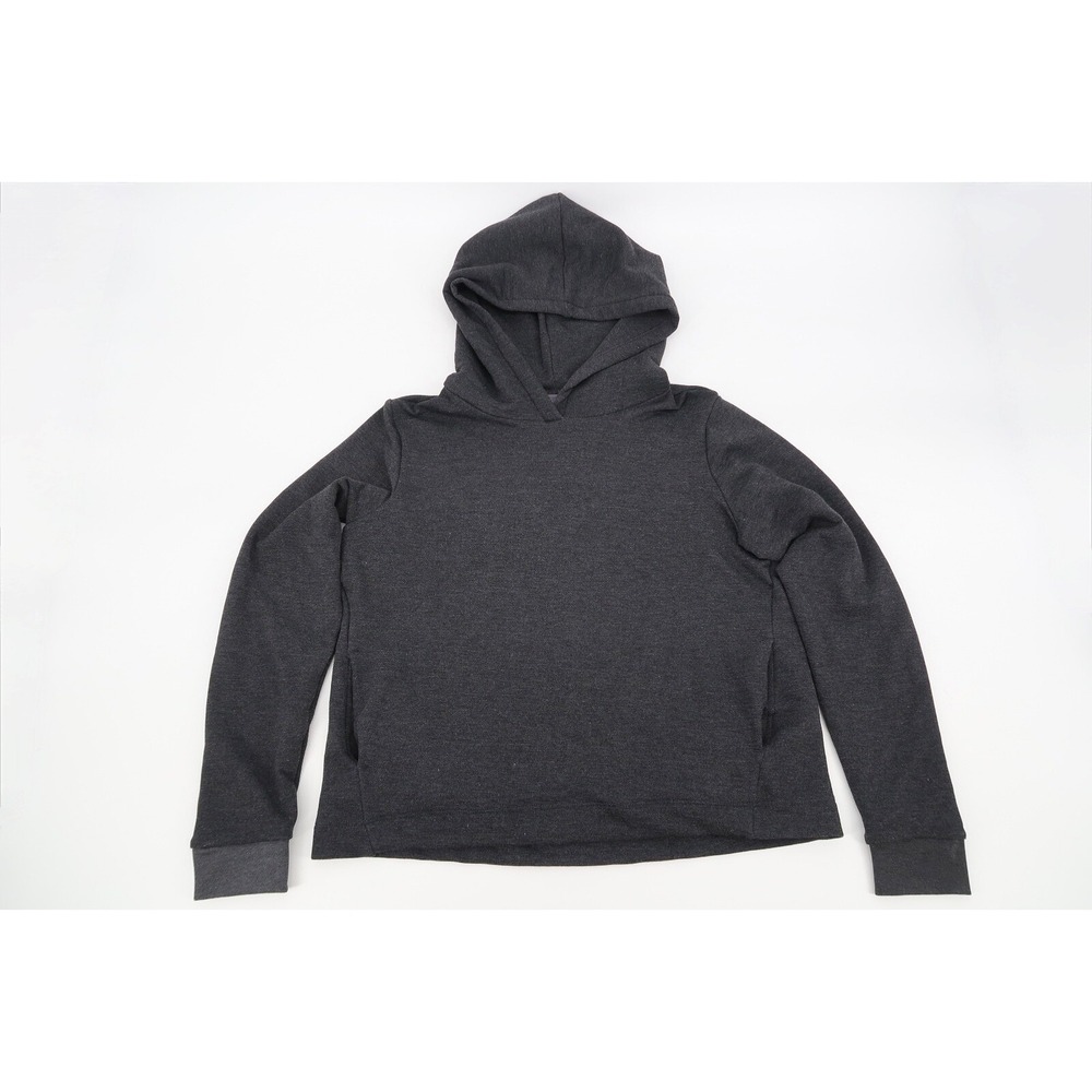 Free Fly Womens Medium Bamboo Fleece Cropped Hoodie Gray Athleisure‎ Yoga